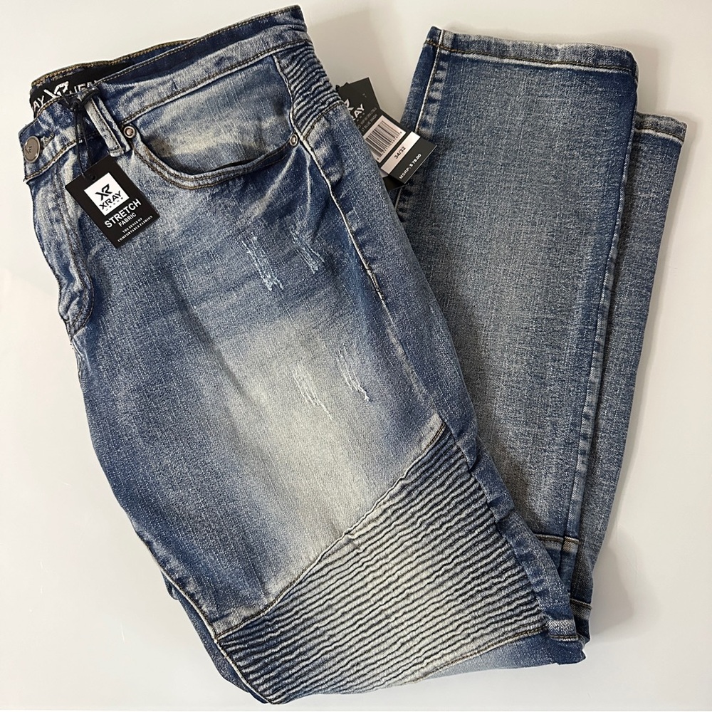 XRAY Stretch Moto Jeans W 34/32 Lt Blue Wash Bikercore - Picture 4 of 9